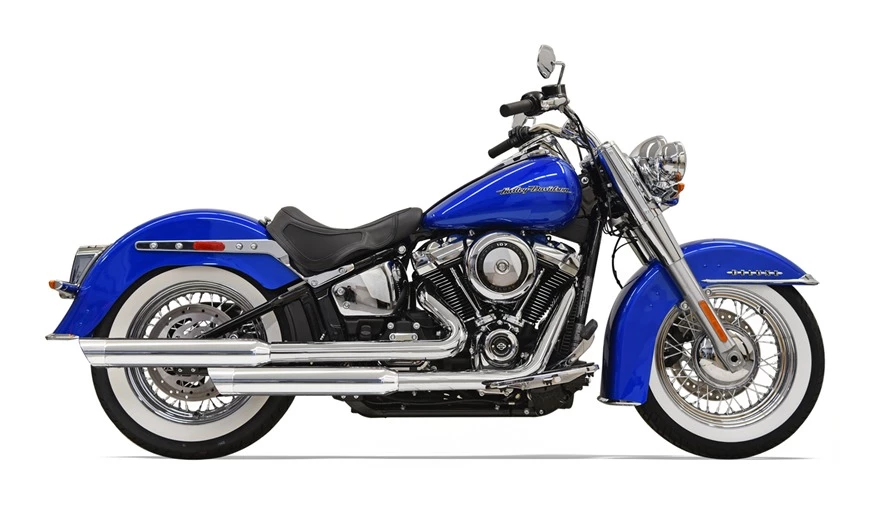 Bassani Exhaust Full System Bassani Staggered Duals Exhaust For Harley Softail Heritage / Deluxe 2018-2022 - Image 2