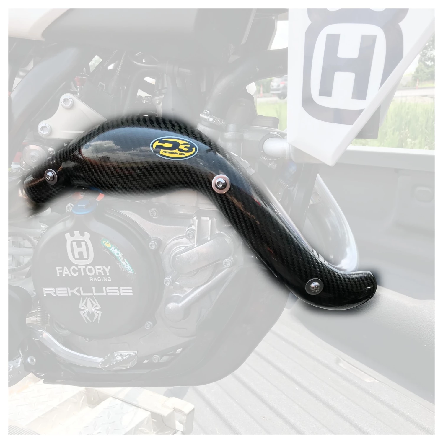 Exhaust Heat Shields P3 Carbon Fiber Heat Shield For FMF Megabomb KTM / Husqvarna / Gas Gas 450cc 2018-2023