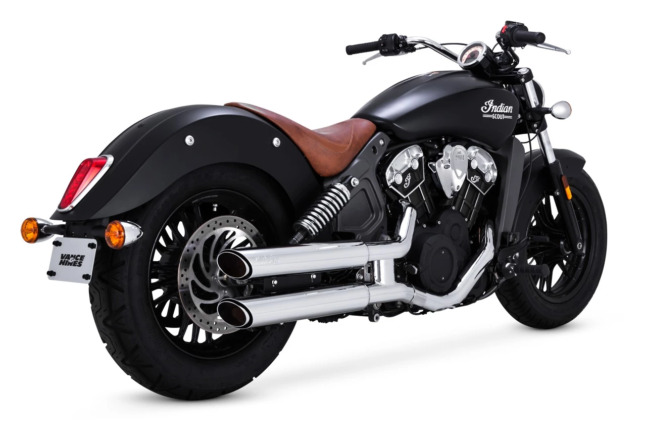 Vance & Hines 3" Round Twin Slash Slip-On Mufflers For Indian Scout 2015-2022 - Image 6